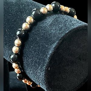 Gold Filled Black Onyx Fine Estate Jewelry Bracelet